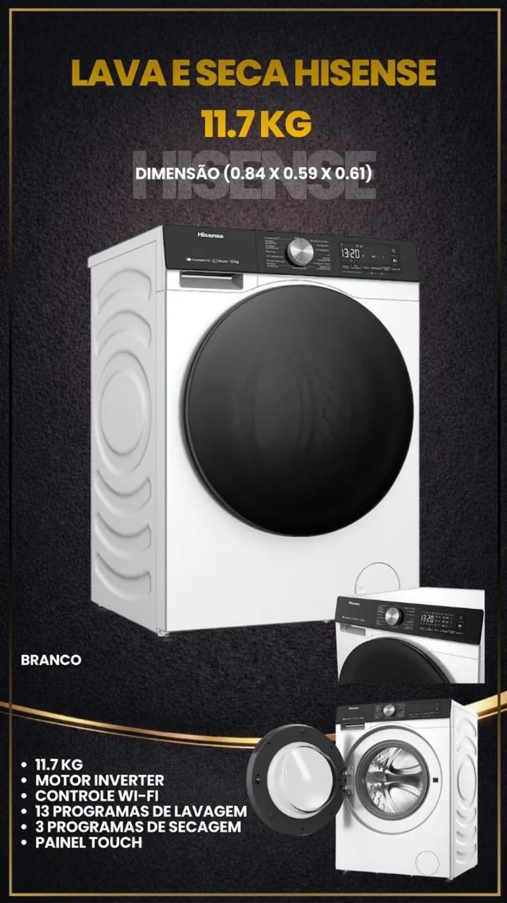Lava e Seca Hisense 11kg Nova
