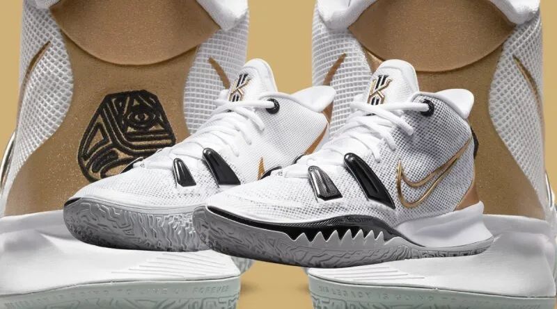Tenis Basquete Nike Kyrie 7 Rings  CQ9326-101 Branco/Dourado  Tam 11/43 - Foto 4