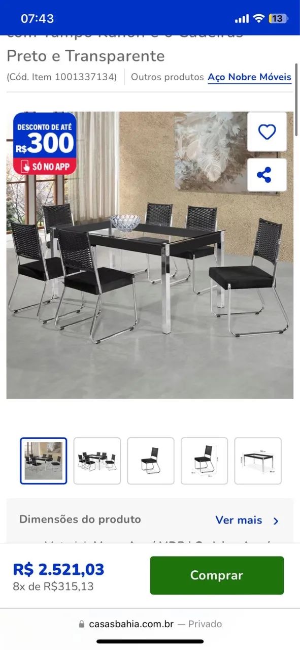 MESA DE JANTAR COM 4 CADEIRAS - Foto 3