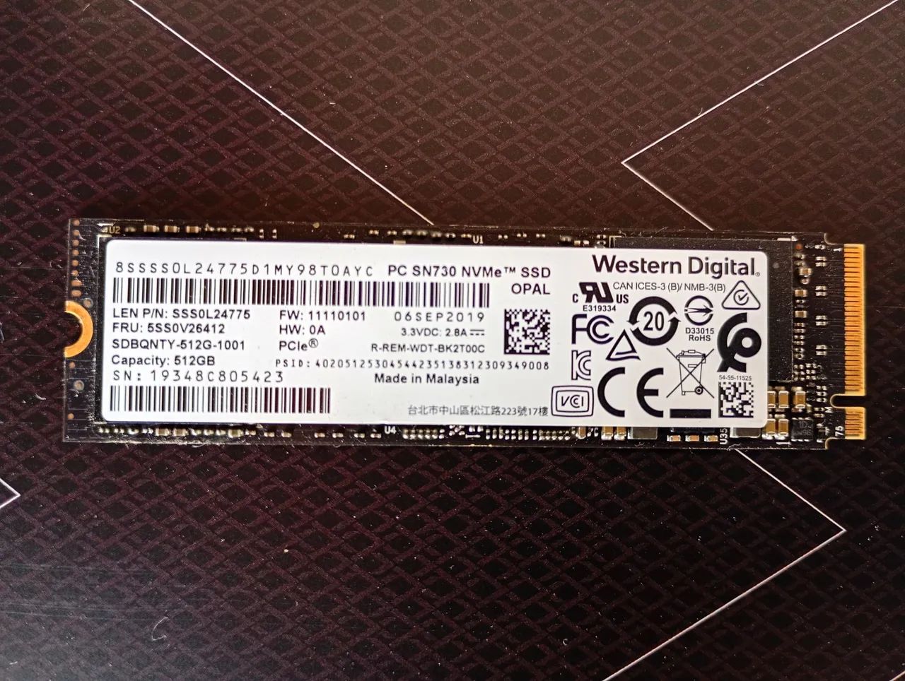 NVME WEST DIGITAL WD 500 GB