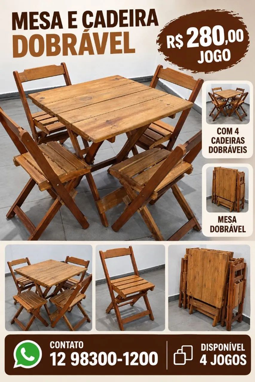 Mesa madeira desmontável 