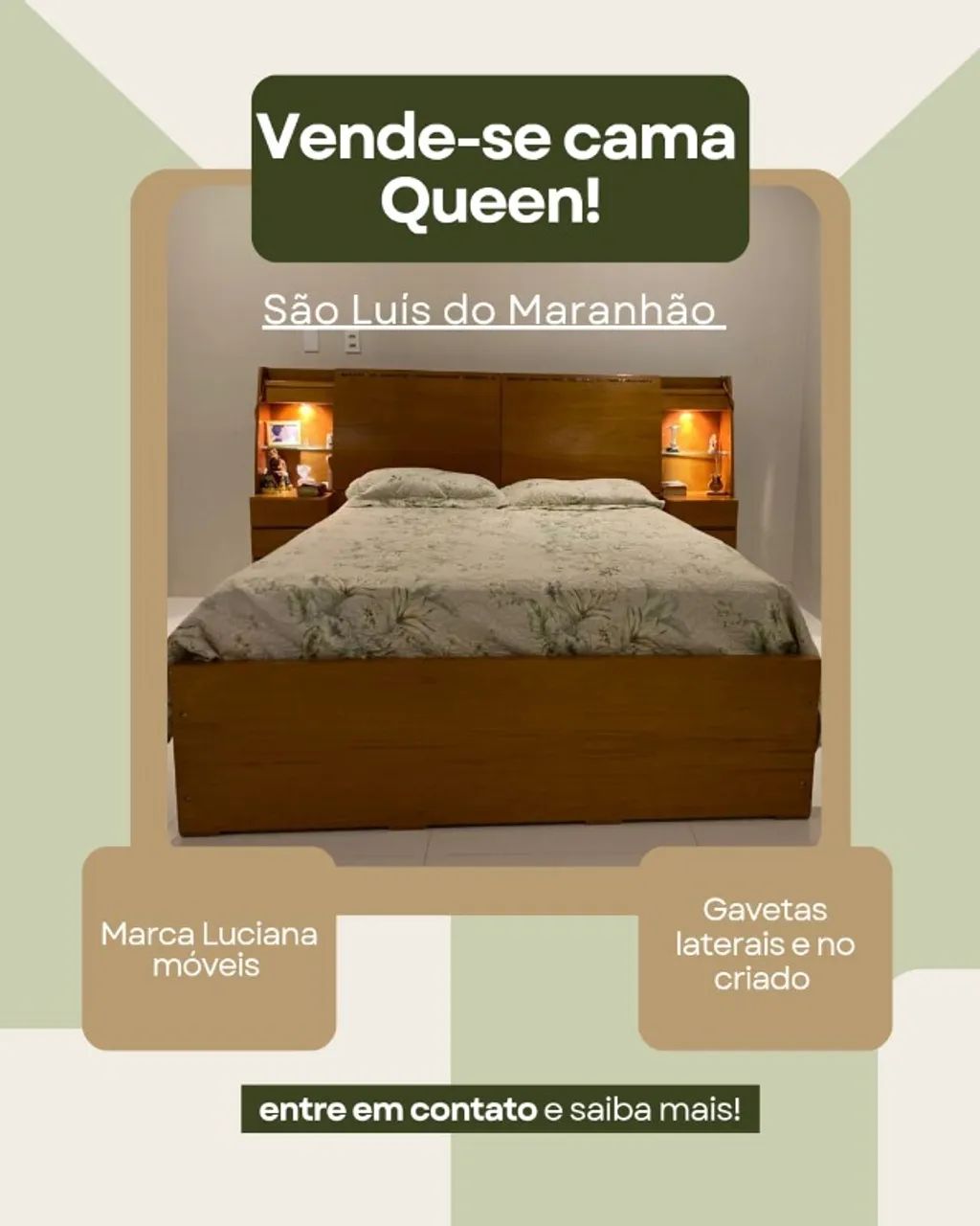 Vendo Cama Queen de madeira da marca Luciana Móveis