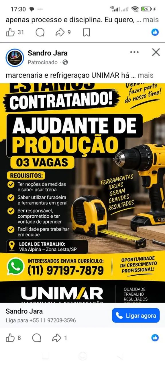 Ajudante de produçao 