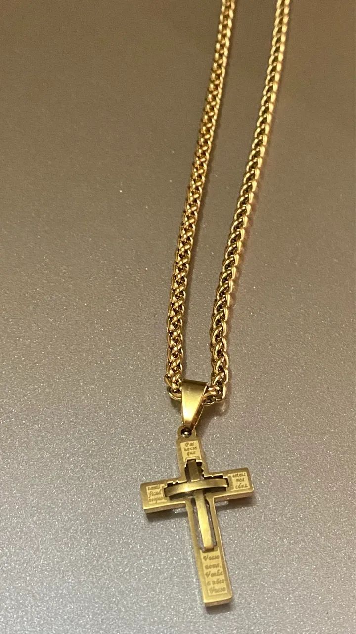 Cordão masculino pingente cruz  - Foto 2
