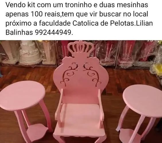 kit troninho  e  duas mesinhas infantil