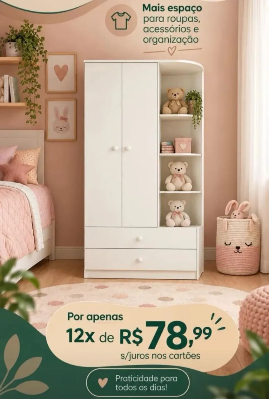 Roupeiro infantil em mdf