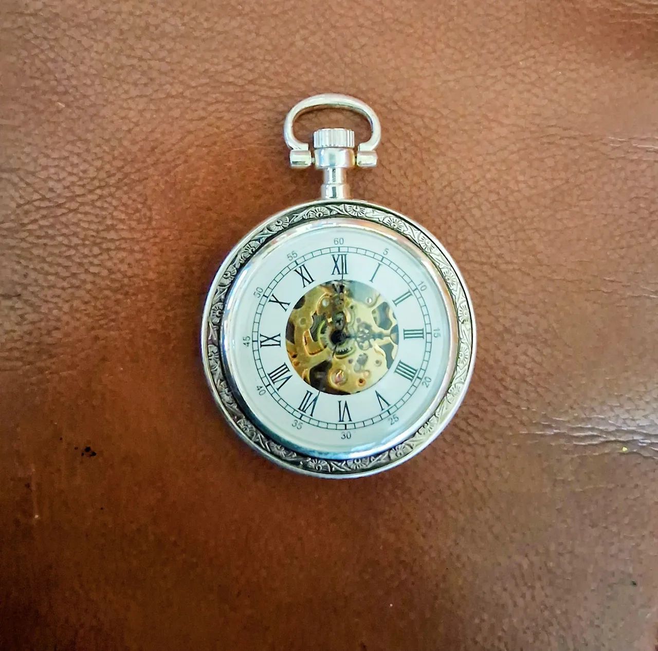 Relógio de bolso esqueleto a corda - Foto 3