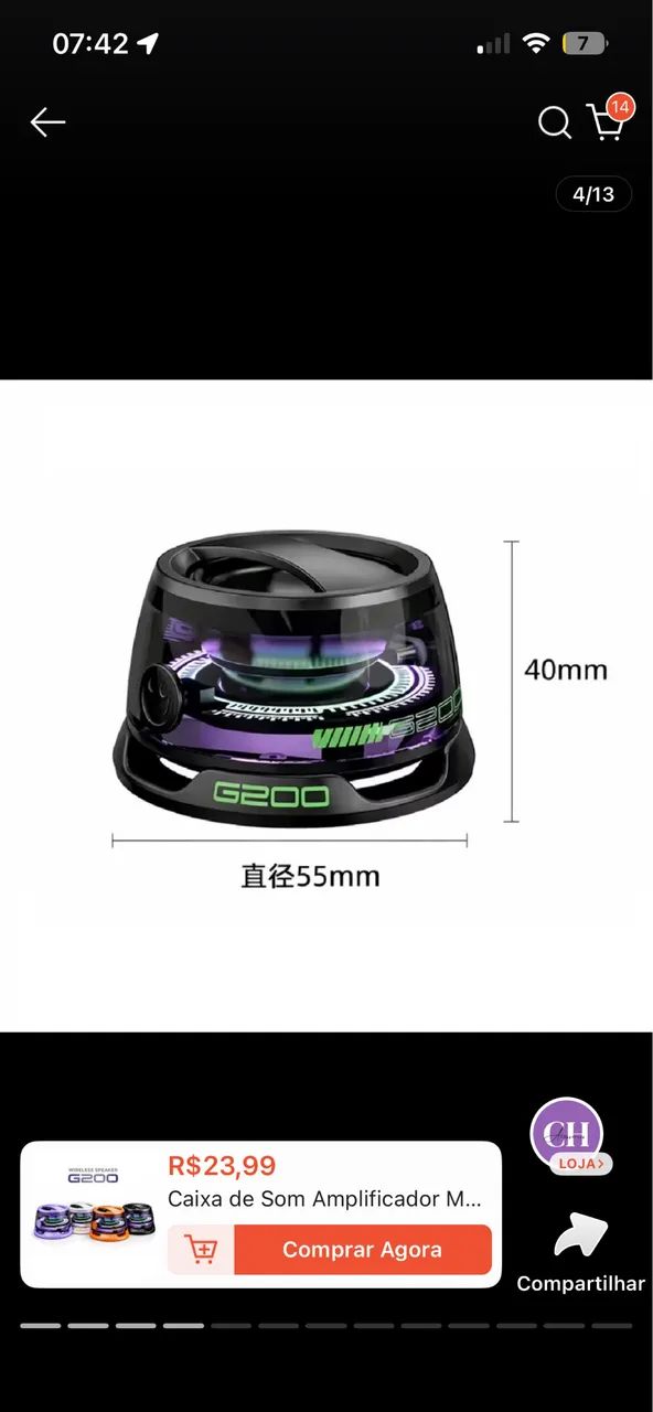 Caixa de Som Amplificador Magnético Bluetooth para Celular G200  - Foto 2
