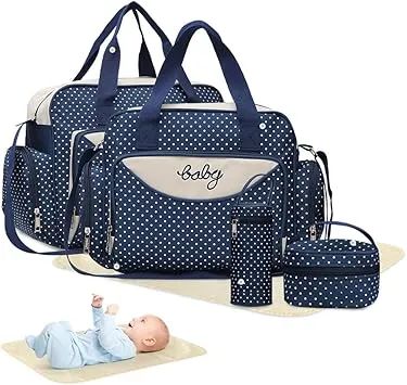 Kit 5 Peças Bolsa Maternidade Multifuncional Para Mães Novo