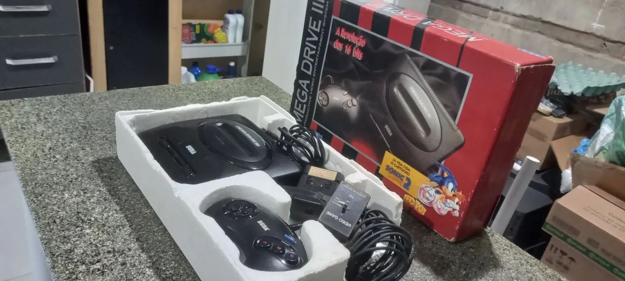 Mega Drive 3 original e completo com caixa e berço - Foto 4