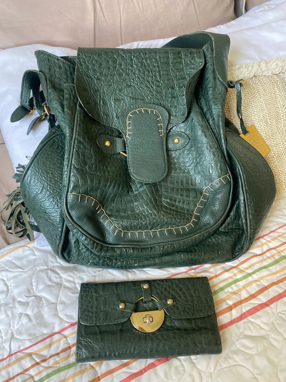 Bolsa com carteira Roberta Menezes couro crocodilo  - Foto 3