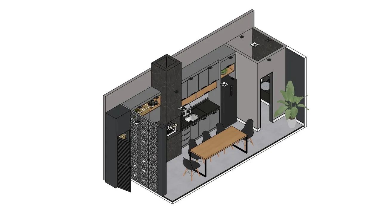 Area gourmet em 3D | Projetos de moveis planejados | Plano de corte | Cortecloud