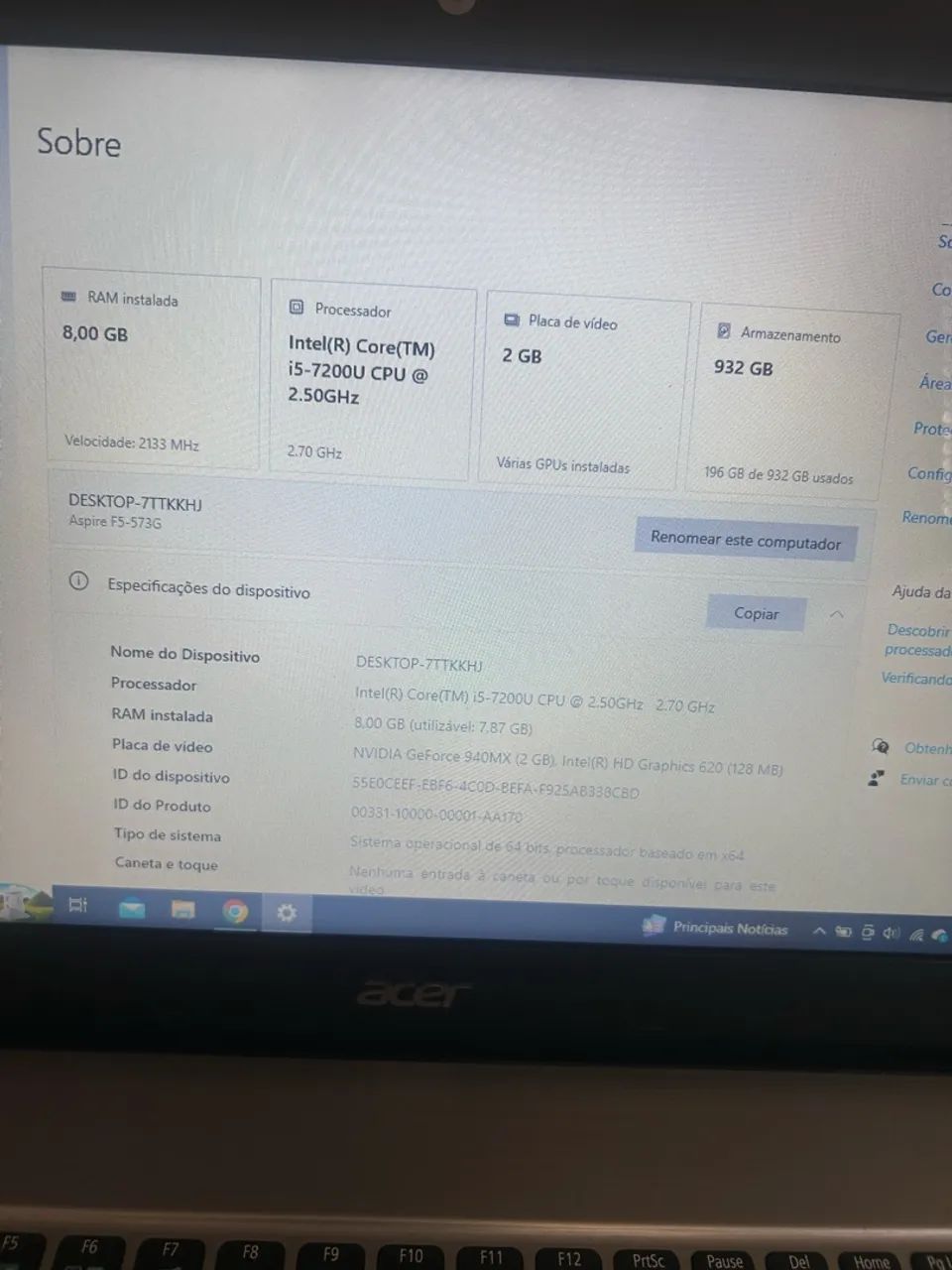 Notebook Acer i5 SSD 500gb - Foto 3