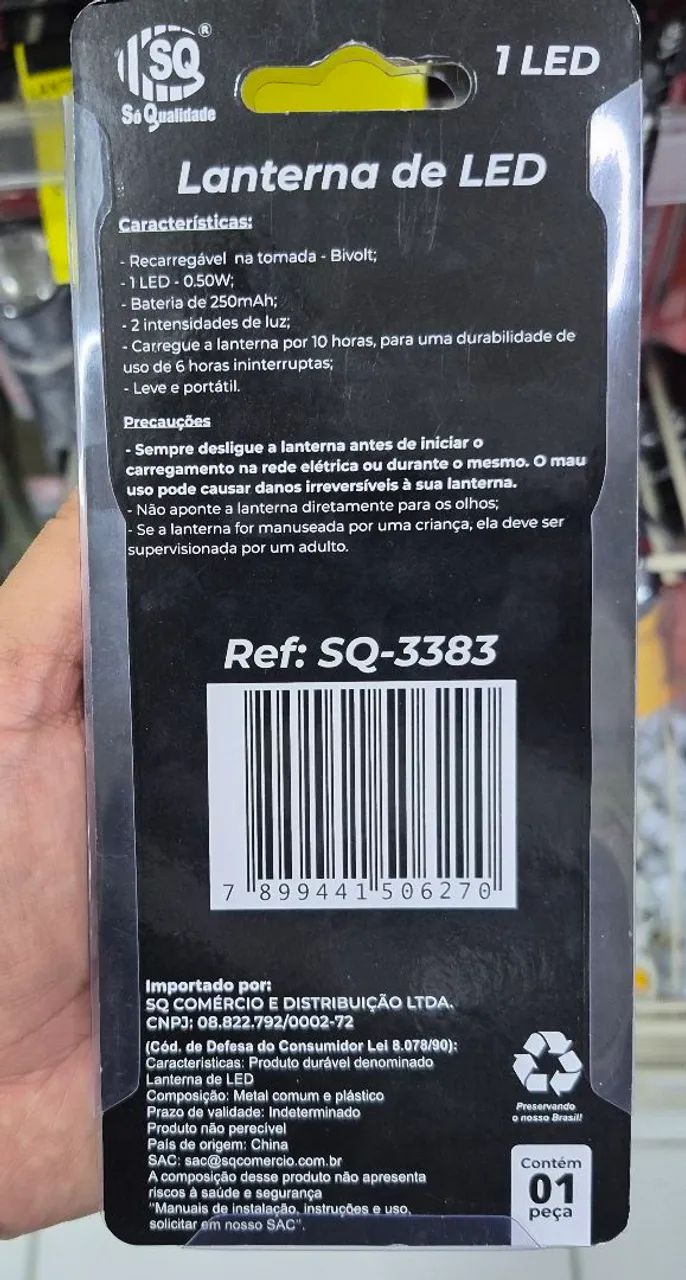 LANTERNA DE LED RECARREGAVEL REF SQ-3383 - Foto 3