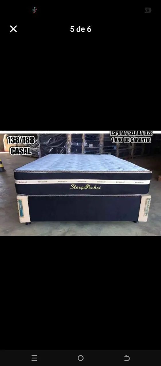 Cama de casal com colchão molas ensacadas espuma d28