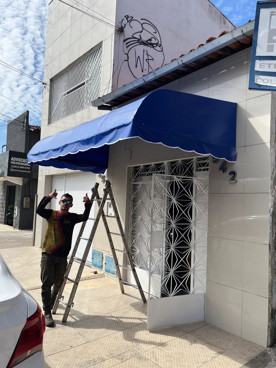 Toldo Azul para Comércio Sol e Chuva 