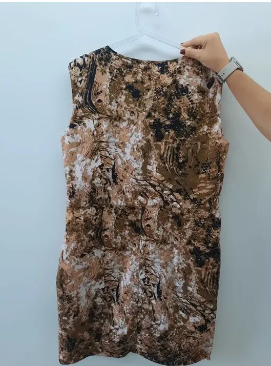 Vestido Social Estampado - Tons De Marrom