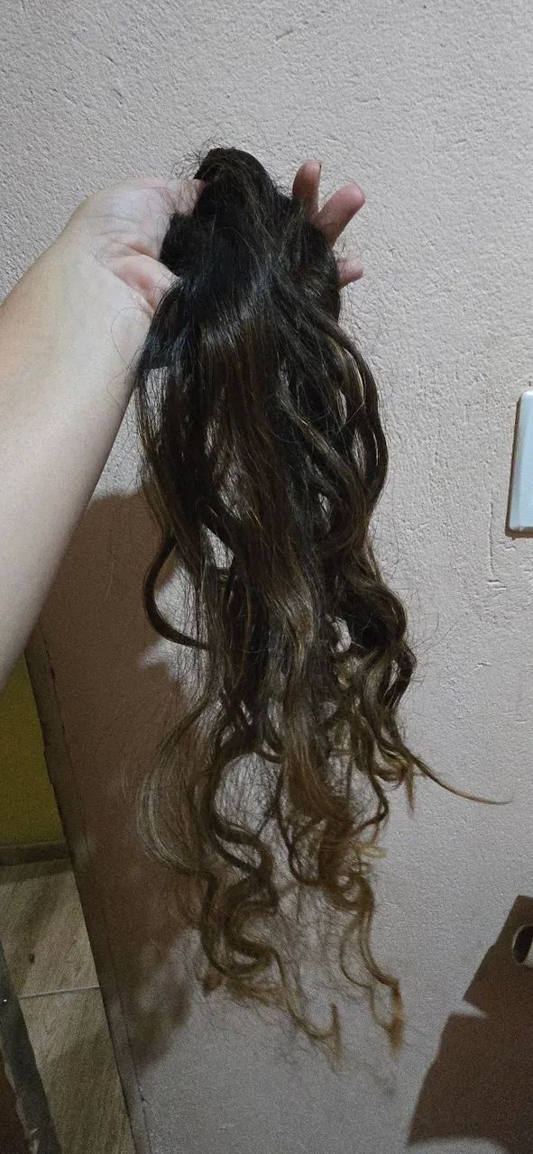 Morena iluminada Cabelo castanho liso 210 grama - Foto 3