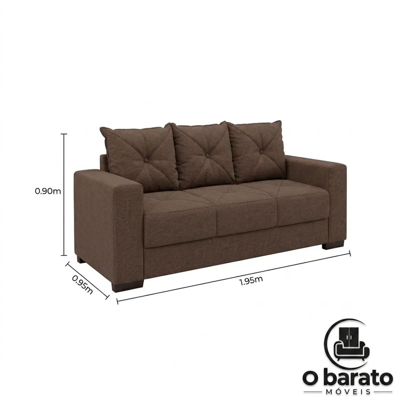 Conjunto de Sofá 3x2 Lugares Santa Catarina Bacetto Marrom - Foto 3