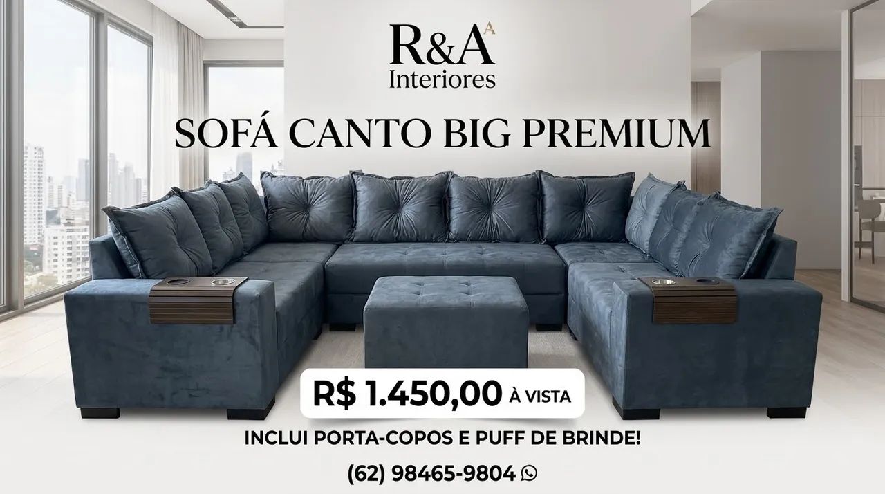 Sofá direto da fábrica com puff de brinde 