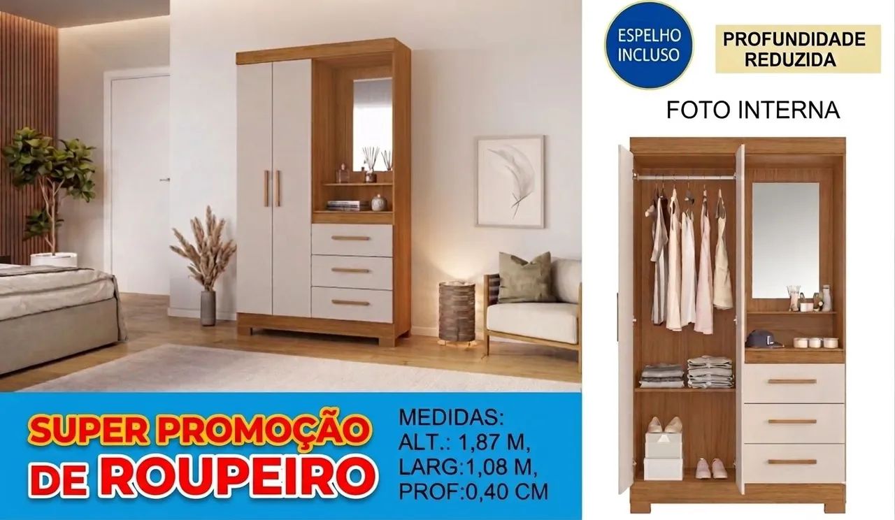 Mega promoção de Roupeiro com Espelho!!!