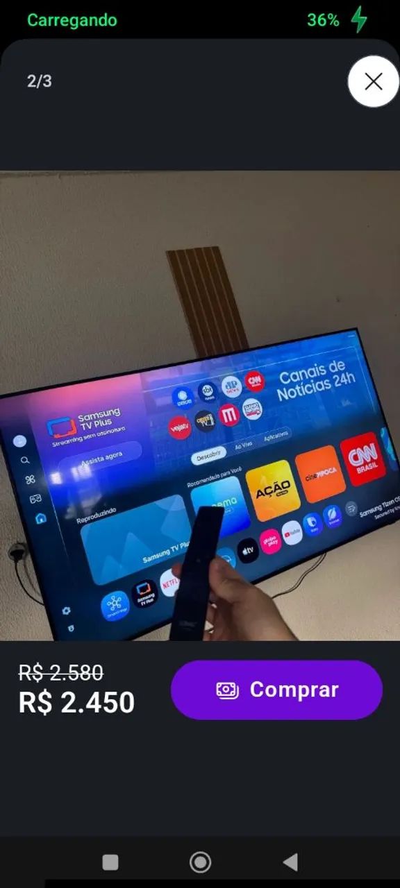 Tv Samsung 60 polegadas 4k 700 reais pra trocar só a barra de LED  - Foto 4