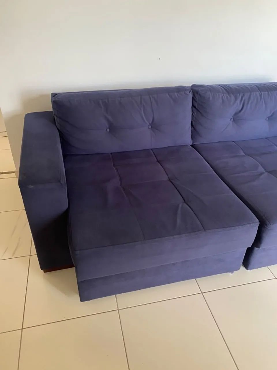 Sofá retrátil 3 lugares suede azul marinho 2,20 m - Foto 2