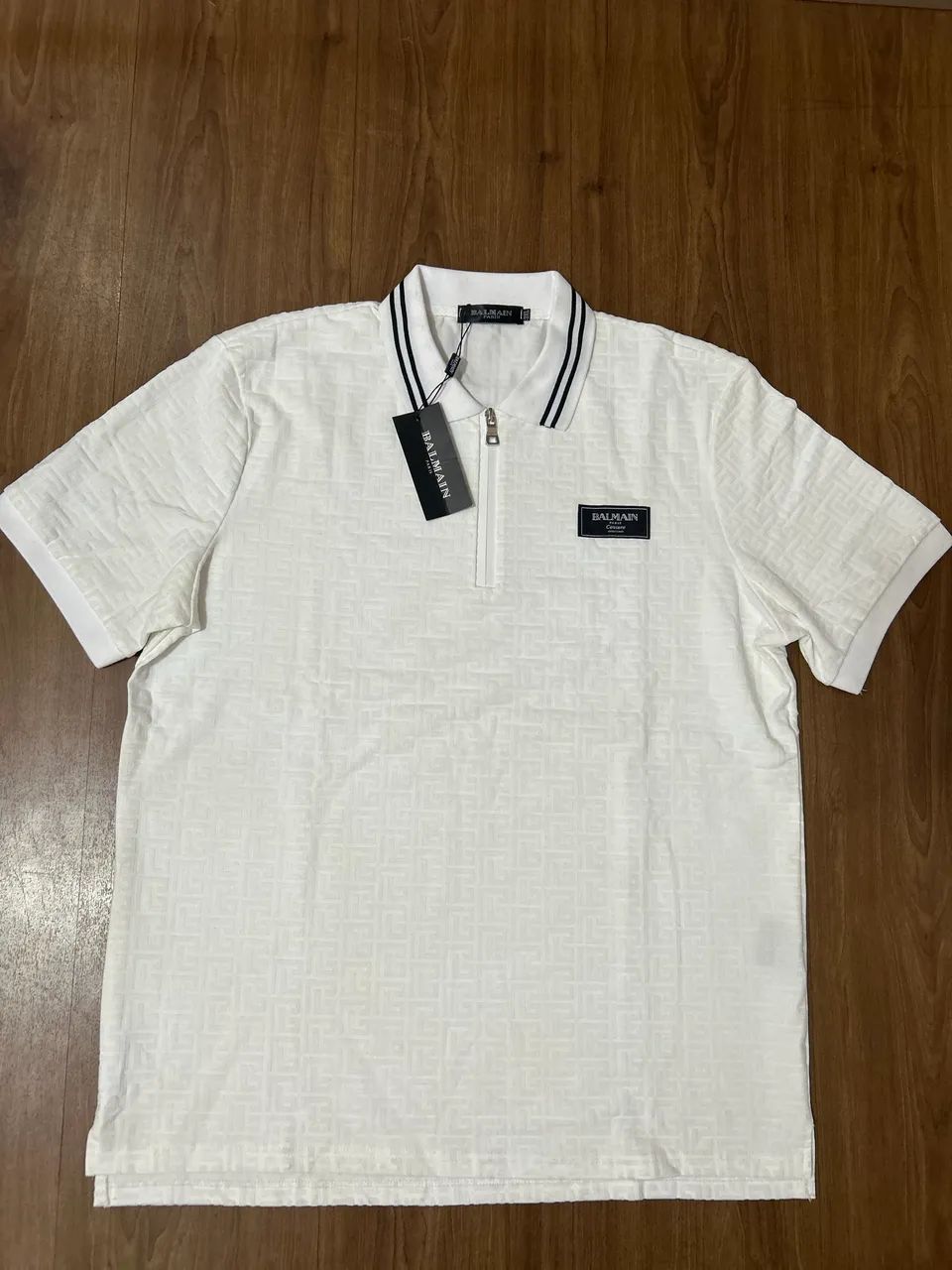 Camisa Polo zíper Balmain texturizada  - Foto 2