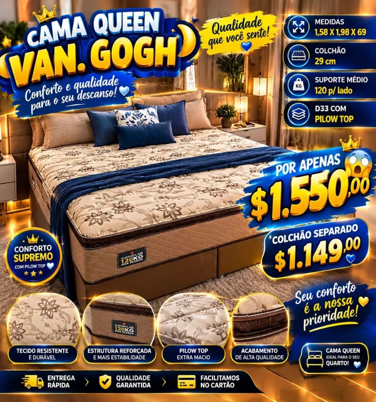 Cama box de casal Queen nova na promoção 