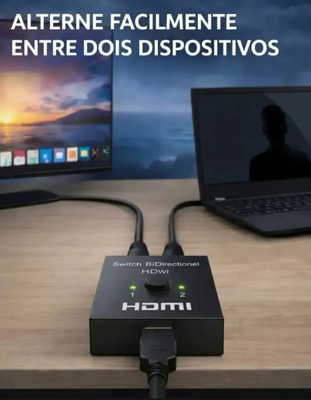 Chaveador Switch Hdmi Bi-direcional 2 em 1 4k Splitter - Foto 2