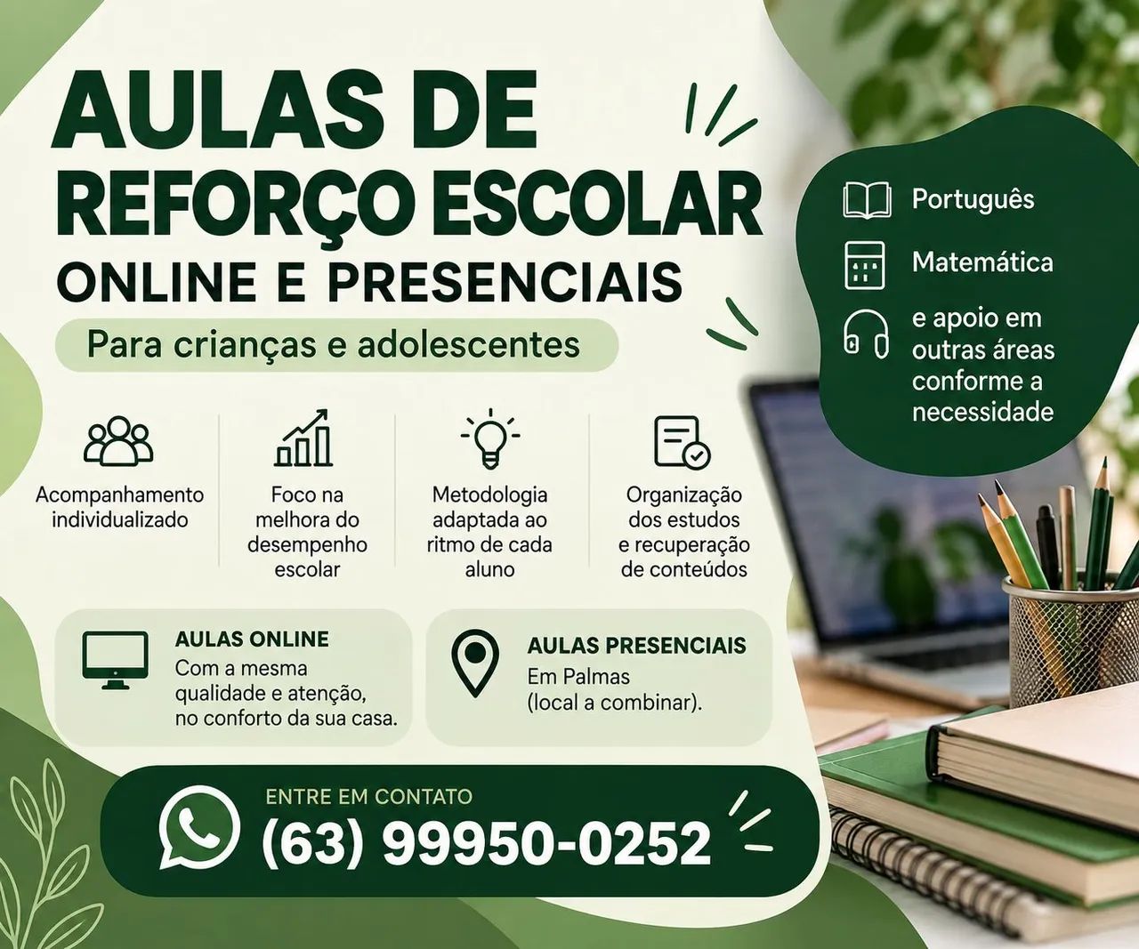 Aulas de reforço de Matemática