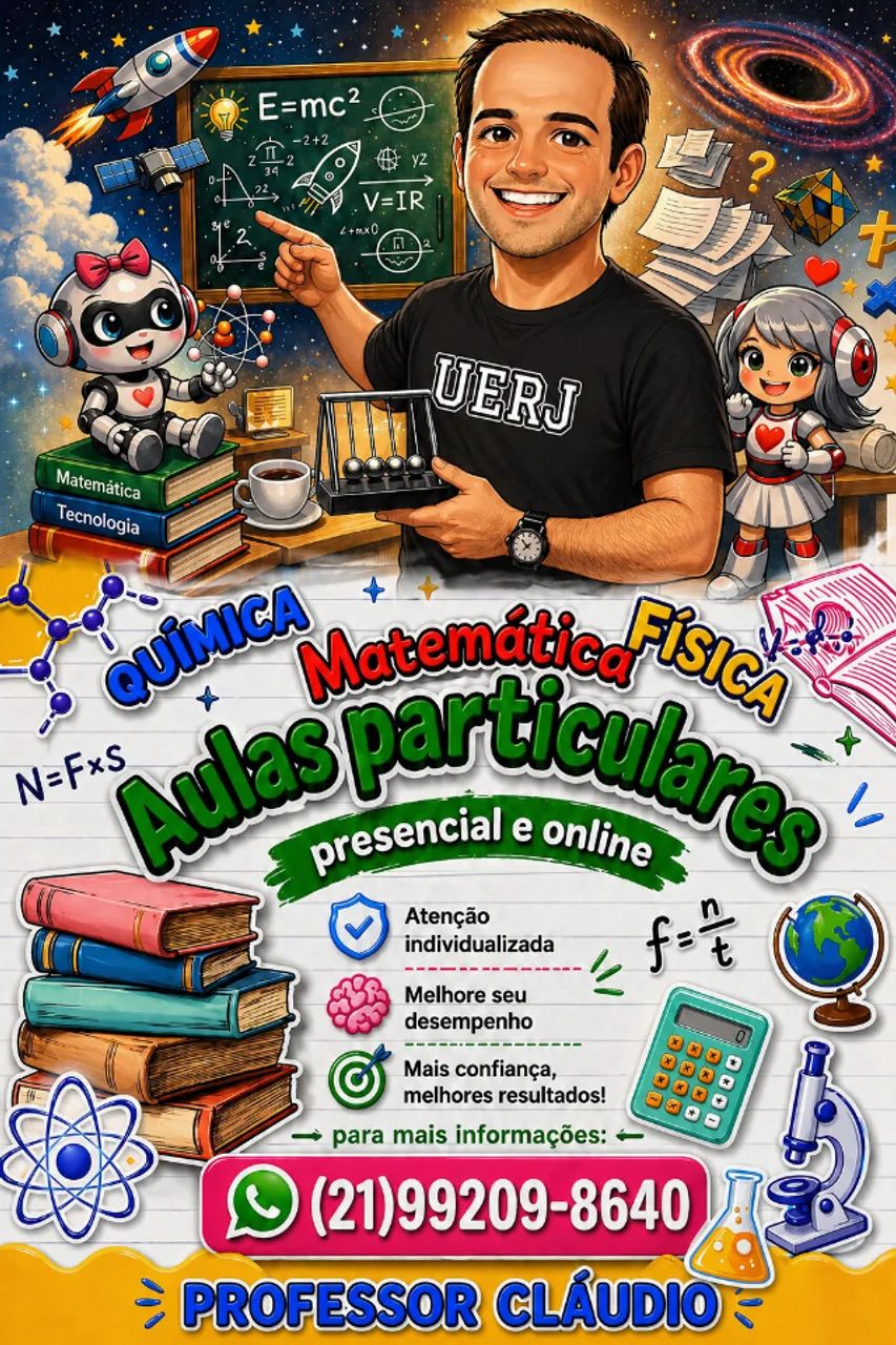 Aulas particulares de Matemática, Física e Química. 