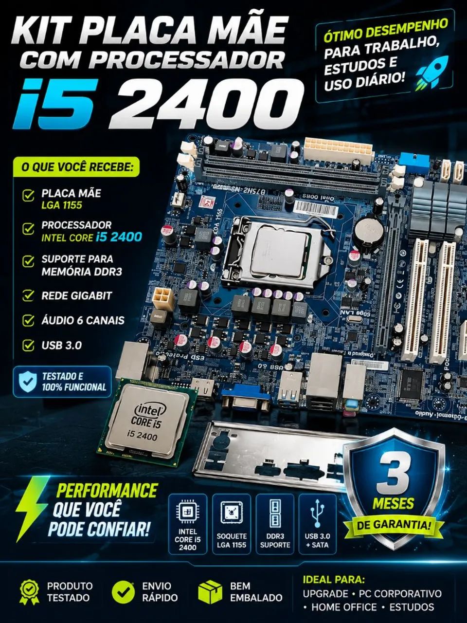 Kit placa mãe com processador Intel core i5 2400 - Foto 2