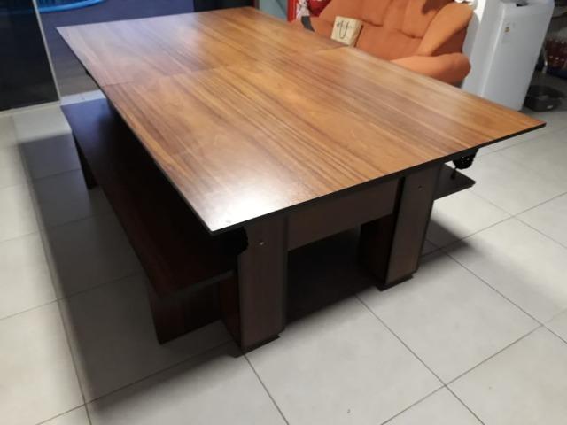 Mesa Residencial Cor Imbuia Tecido Preto Mod. PJIA9753