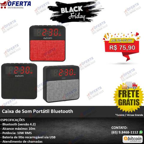 Caixa de Som Portátil Bluetooth (Black Friday)
