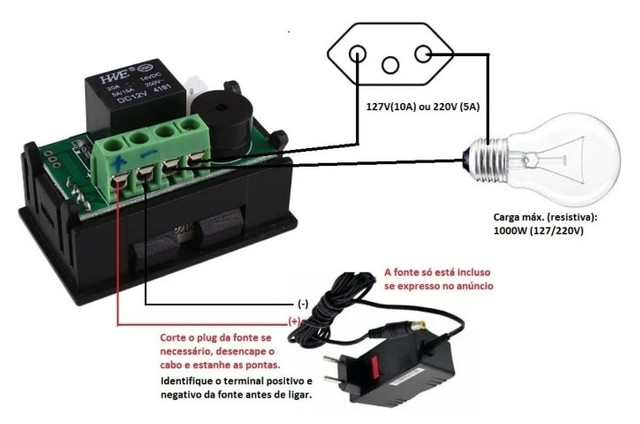 Chocadeira Termostato Digital W1209-wk W2809 + Sensor Ntc Arduino COD-AM344 - Foto 4