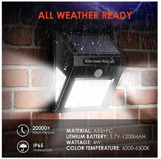 Arandela Led Luminária Solar de Parede com 26 Led Sensor Presença - Foto 5