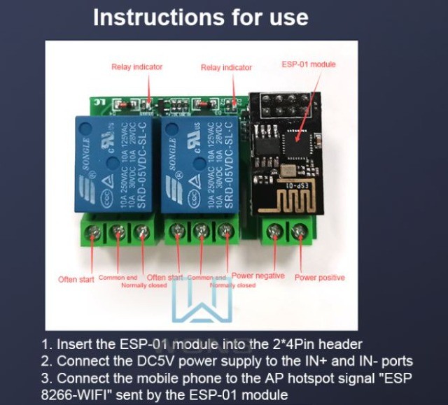 Esp8266 ESP-01/01s dc 5v duplo relé Módulo wifi  Automação COD-AM471  - Foto 5