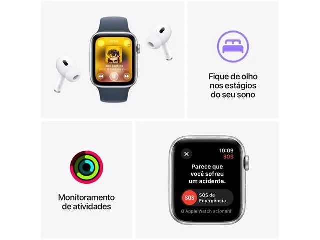 Comprar Apple Watch SE GPS • Caixa estelar de alumínio – 40 mm • Pulseira  esportiva estelar – M/G - Apple (BR)