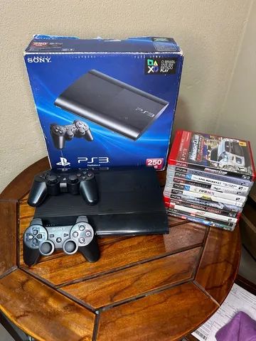 Console Playstation 3 Super Slim 250GB 2 Controles e 45 Jogos