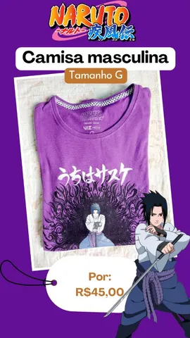 Camiseta Infantil com Estampa do Sasuke Acompanha Bandana