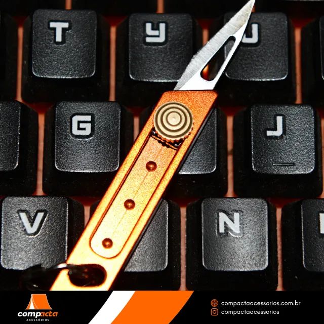 Faca utilitária chaveiro, liga de alumínio e aço inox, lâmina retrátil - Foto 6