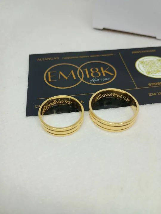 Prata banhado a Ouro - Alianças modelos com 6mm - Foto 2