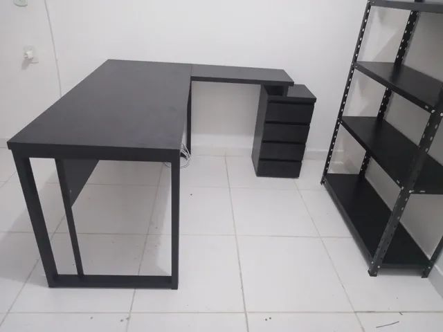 Mesa para escritorio tipo L multiuso com gavetas