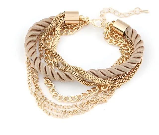 Pulseira Bracelete Multi Camadas Dourada 
