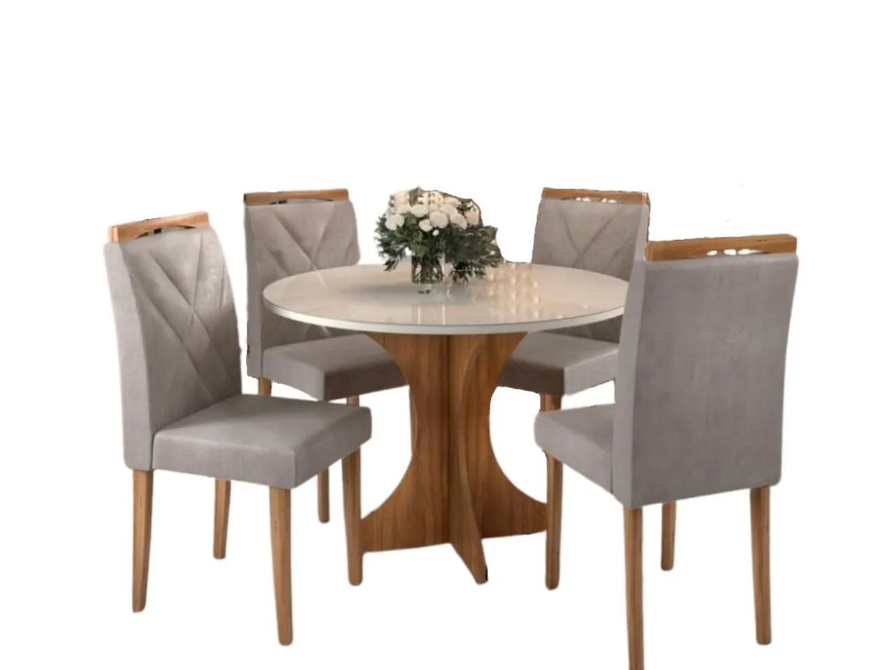Mesa de Jantar Circular 1.00 Com 4 Cadeiras Lara l765