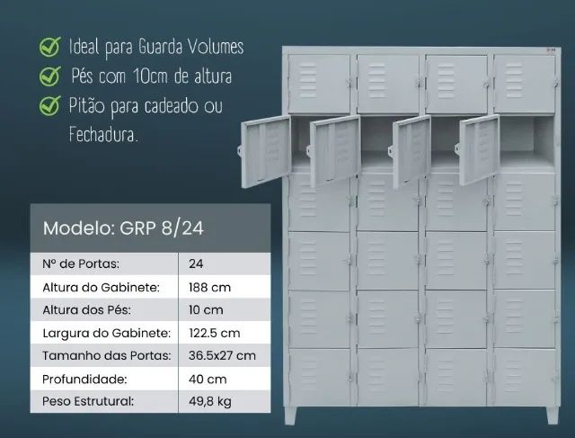 Roupeiro de Aço - 24 Portas Mini - GRP8/24