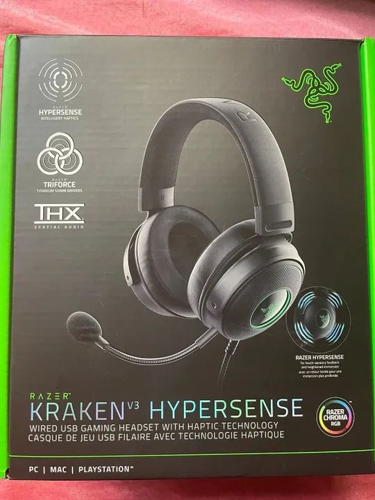 Headset Razer Kraken V3 Hypersense Chroma Surround 7.1 Drivers 40mm USB - Foto 2