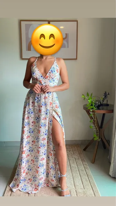 Vestido florido bege