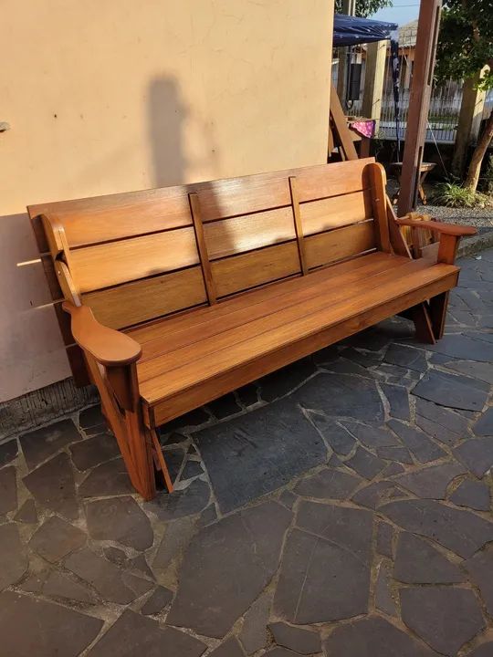 Banco que vira mesa em madeira de eucalipto com 2mts  - Foto 5